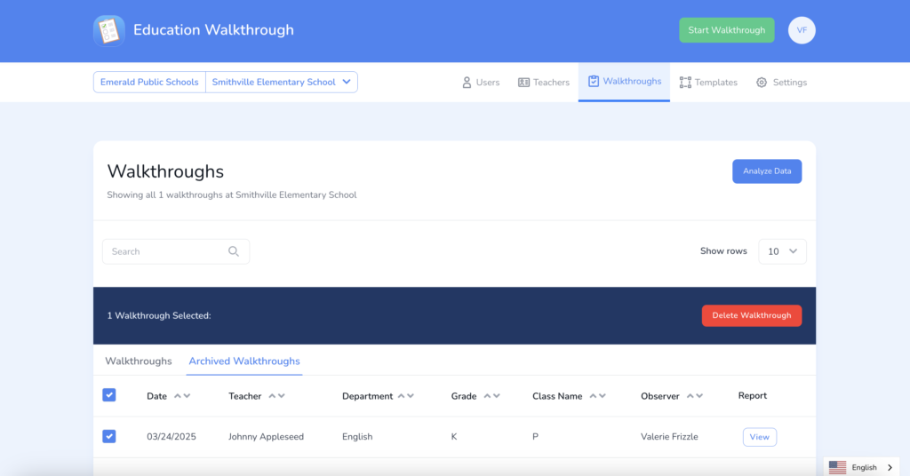 Walkthrough Button How to Delete a Walkthrough - Education Walkthrough Support